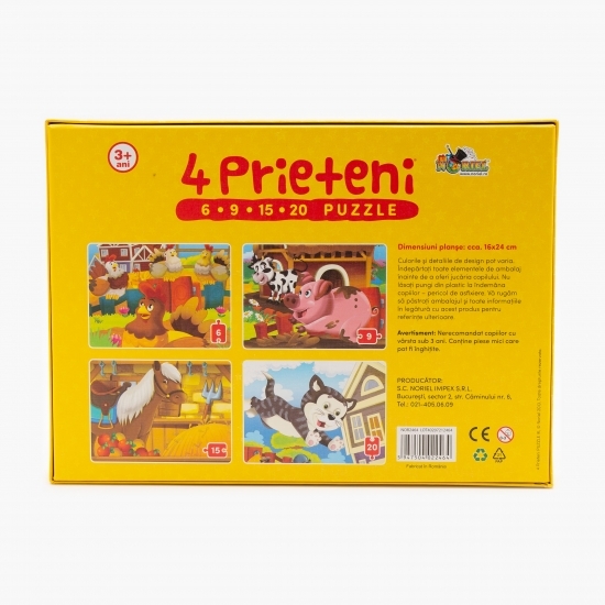 Puzzle - 4 Prieteni mici (6, 9, 15, 20 piese) 3+ ani