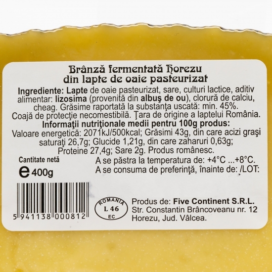 Brânză fermentată din lapte de oaie Horezu 400g