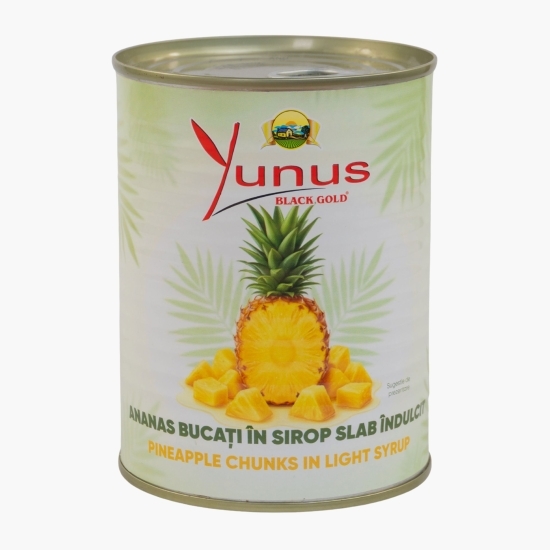 Ananas bucăți în sirop slab îndulcit 565g