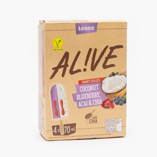 Înghețată vegan coconut, blueberry și chia stick 4x58g