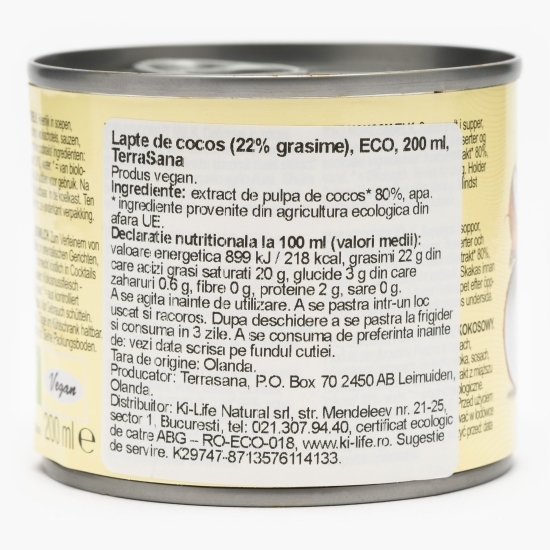 Specialitate de cocos eco 22% grăsime 200ml