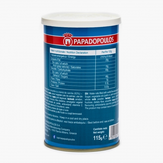 Rulouri de napolitane cu cremă de vanilie 115g