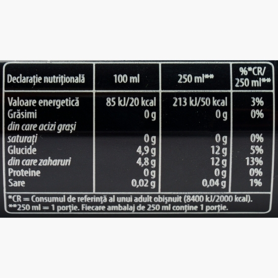 Băutură răcoritoare carbogazoasă cu gust de citrice și struguri Pitch Black, doză 250ml