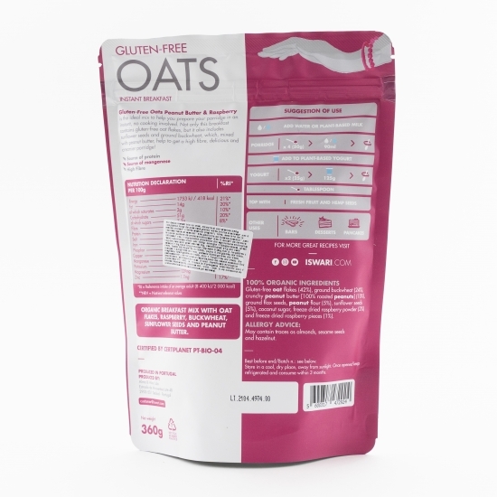 Mic dejun instant eco cu zmeură și cremă de arahide 360g
