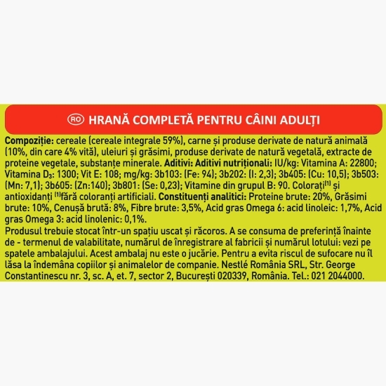 Hrană uscată pentru câini adulți, 10kg, Active cu vită