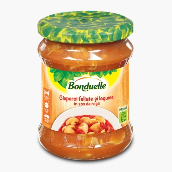 Ciuperci feliate și legume în sos de roșii 500ml