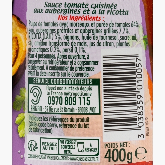 Sos de roșii cu vinete și ricotta pentru paste 400g
