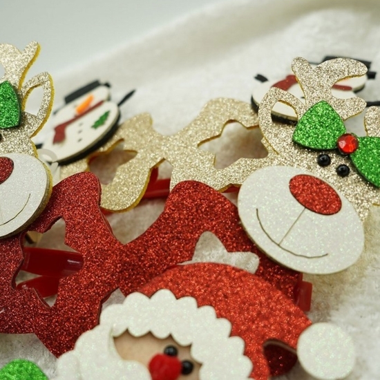 Ochelari petrecere Crăciun, formă stea cu ren, roșu