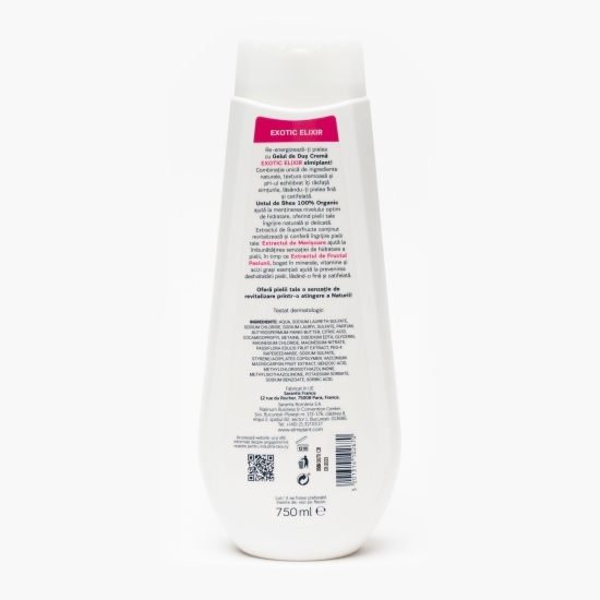 Gel de duș cremă Exotic Elixir, merișoare și fructul pasiunii, 0.75l
