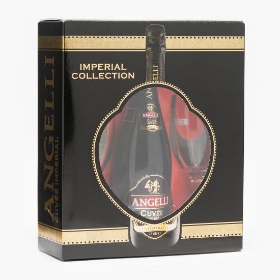 Pachet vin spumant demisec Cuvee Imperial 750ml + 2 pahare