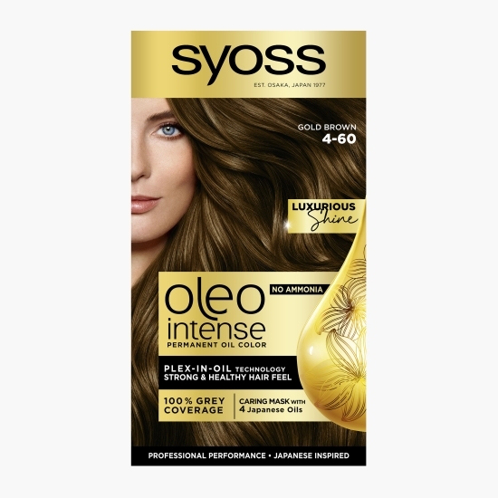 Vopsea de păr permanentă fără amoniac Oleo Intense, 4-60 șaten auriu, 115 ml