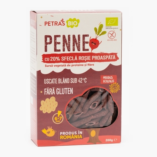 Penne ecologice cu 20% sfeclă roșie proaspătă 200g