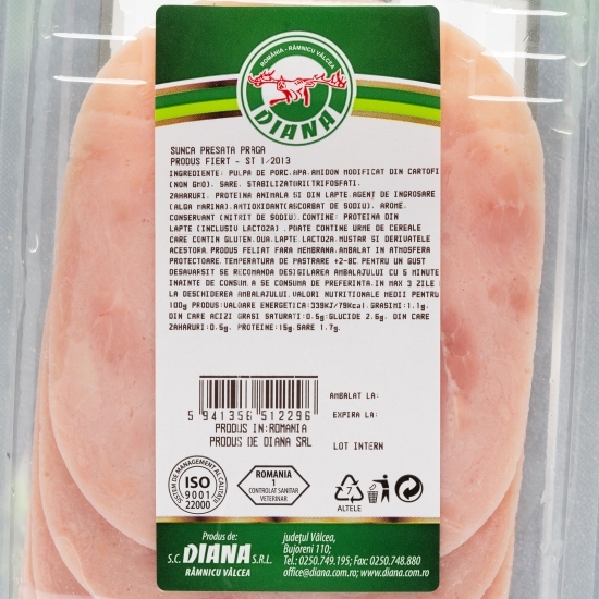 Șuncă presată Praga feliată 150g