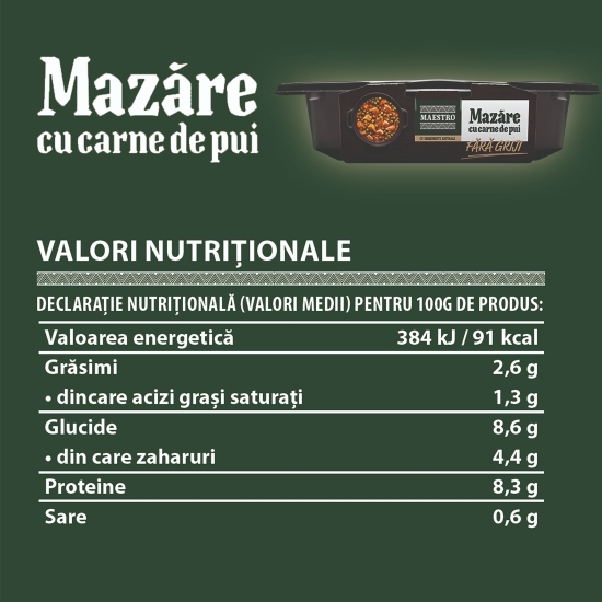 Mâncare de mazăre cu carne de pui 400g