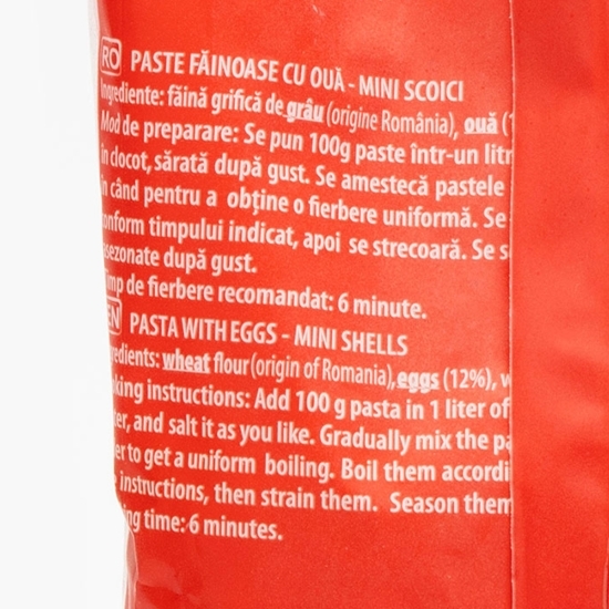 Paste făinoase cu ou, mniscoici 250g 