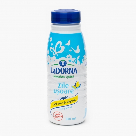 Lapte UHT fără lactoză, 1.5% grăsime, „Zile ușoare” 0.5l