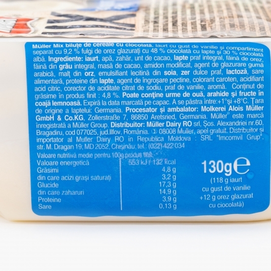 Iaurt cu biluțe de ciocolată Mix 130g 
