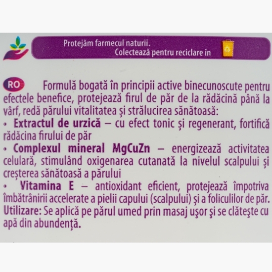 Șampon fortifiant cu urzică și vitamina E, 400ml