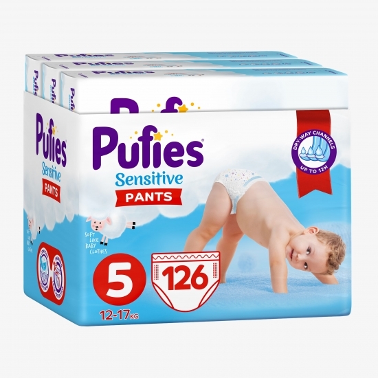 Scutece Sensitive Pants 5 Junior, Multipack, 12-18kg, 126 buc