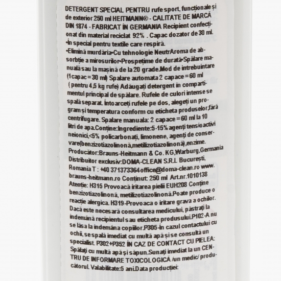 Detergent de rufe lichid pentru haine sport 250ml