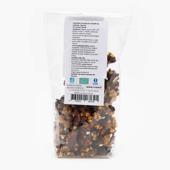 Specialitate crocantă din ciocolată raw și ghimbir eco 70g