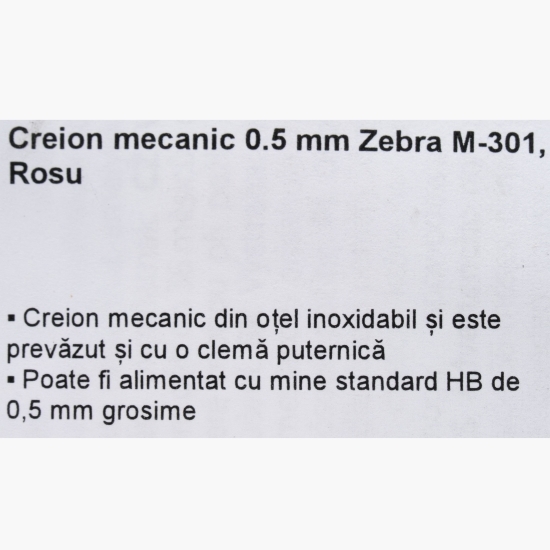 Creion mecanic 0.5 mm Zebra M-301, Roșu