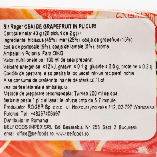 Ceai cu grepfrut plicuri 20x2g