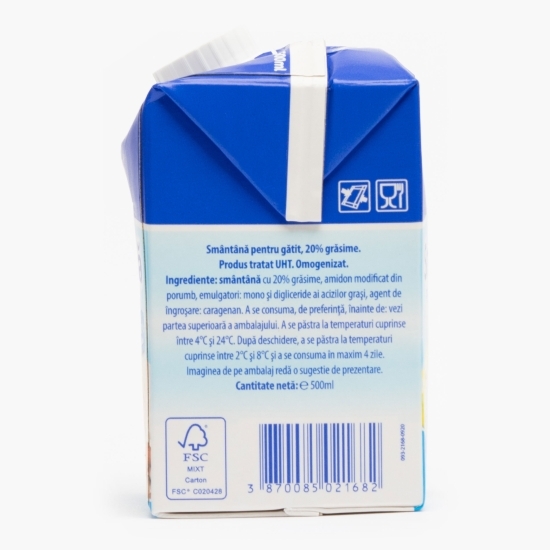 Smântână lichidă UHT pentru gătit 20% grăsime 0.5l