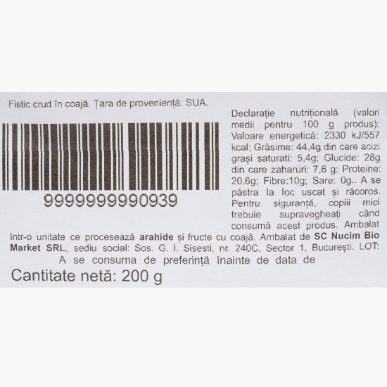 Fistic crud în coajă 200g