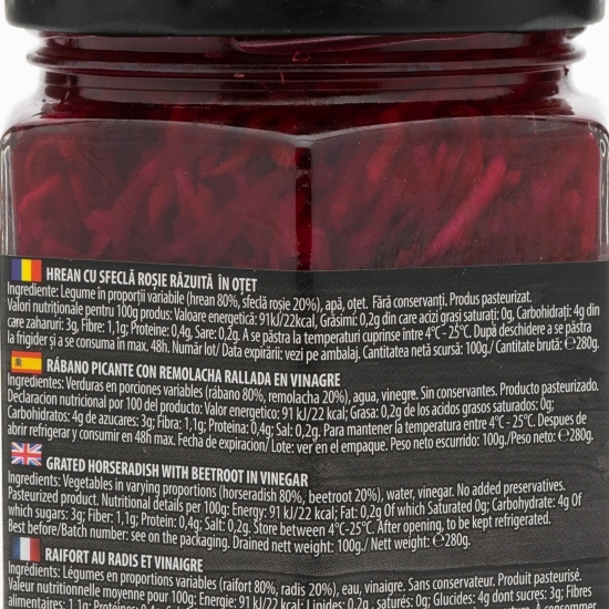 Hrean cu sfeclă rasă în oțet 280g