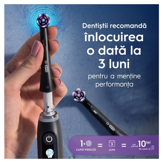 Rezerve periuță de dinți electrică iO Radiant White, compatibile doar cu seria iO, 4 buc, negru