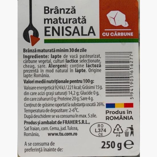 Brânză maturată Enisala cu cărbune, maturată minim 30 zile 250g