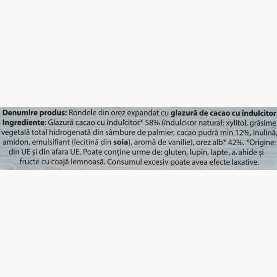 Rondele din orez cu glazură de cacao fără zahăr 66g