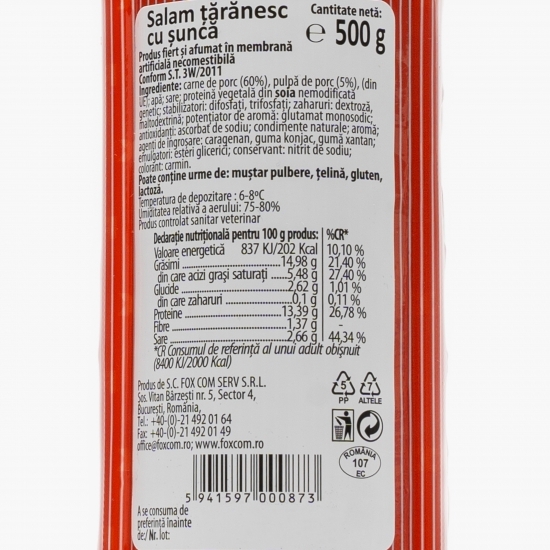 Salam țărănesc cu șuncă 500g