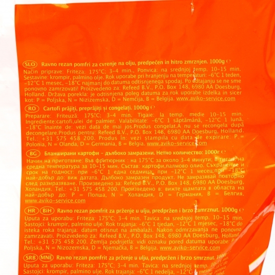 Cartofi pai, preprăjiți și congelați 10mm 1kg