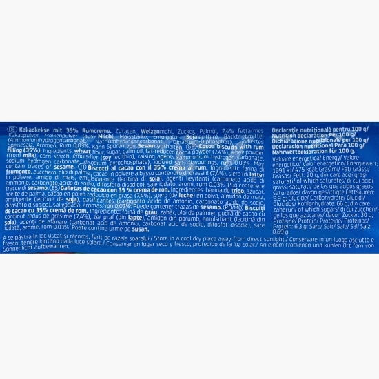 Sandviș biscuiți de cacao cu cremă de rom 36g