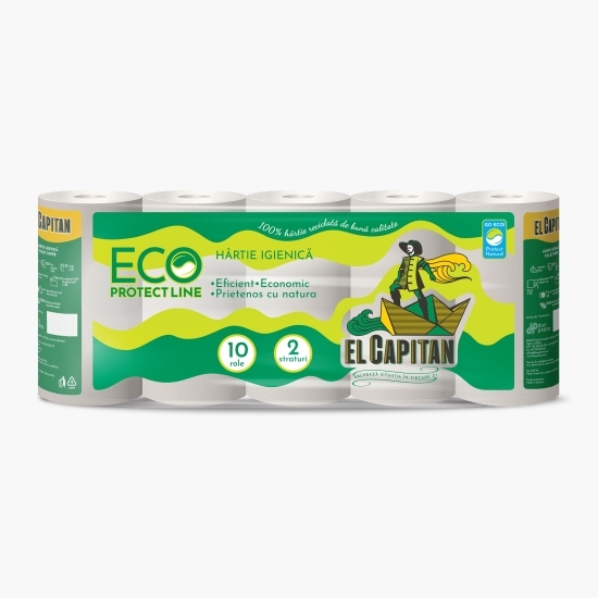 Hârtie igienică eco Protect Line albă, 2 straturi, 130 foi, 10 role