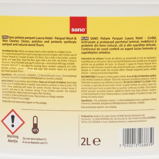 Soluție pentru curățat parchetul laminat și podelele din lemn natural 2l
