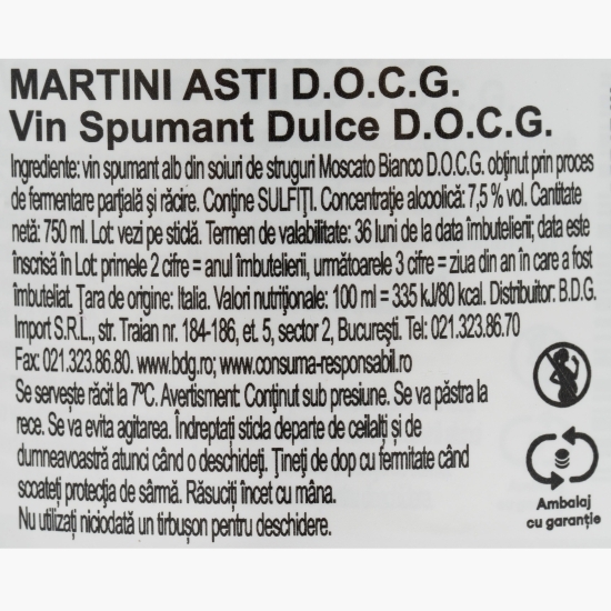 Vin spumant dulce Asti, 7.5%, 0.75l