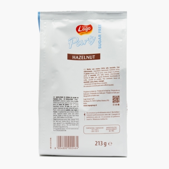 Napolitană cu cremă de alune, fără zahăr 213g