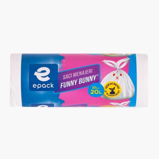 Saci menajeri HDPE alb Funny bunny 20l 30 buc