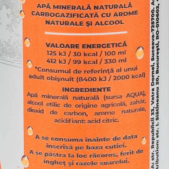 Seltzer cu aromă de piersică 4.5% alc. doză 0.33l