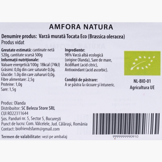 Varză murată tocată, eco 500g