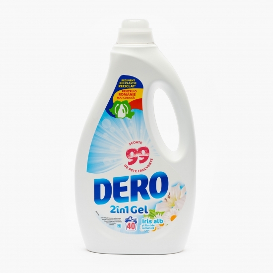 Detergent de rufe lichid 2în1 Gel iris alb 40 spălări 2l