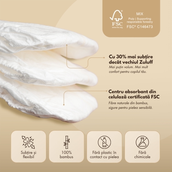 Scutece chiloțel din bambus mărimea 4, 10-15kg, 84 buc