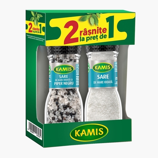 Râșniță sare 90g și sare cu piper 75g, 1+1