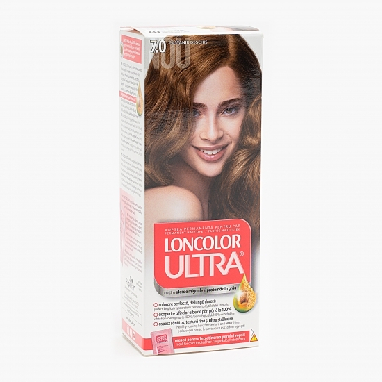 Vopsea permanentă pentru păr Ultra 7.0 castaniu deschis 100ml
