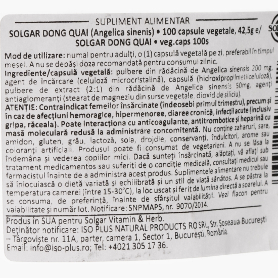 Dong Quai 100 capsule vegetale
