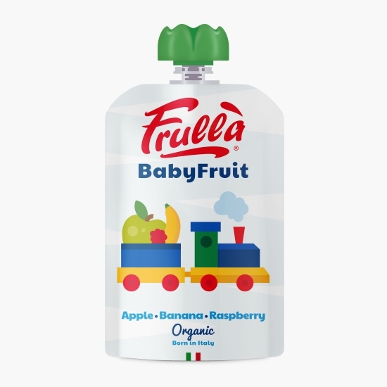 Piure eco din măr, banană și zmeură, pentru bebeluși 6+ luni, 100g