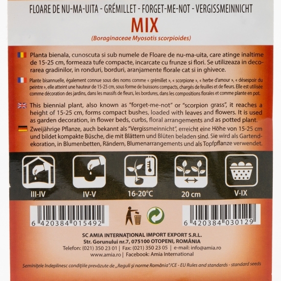 Semințe de floare de nu-mă-uita mix de culori 0.4g